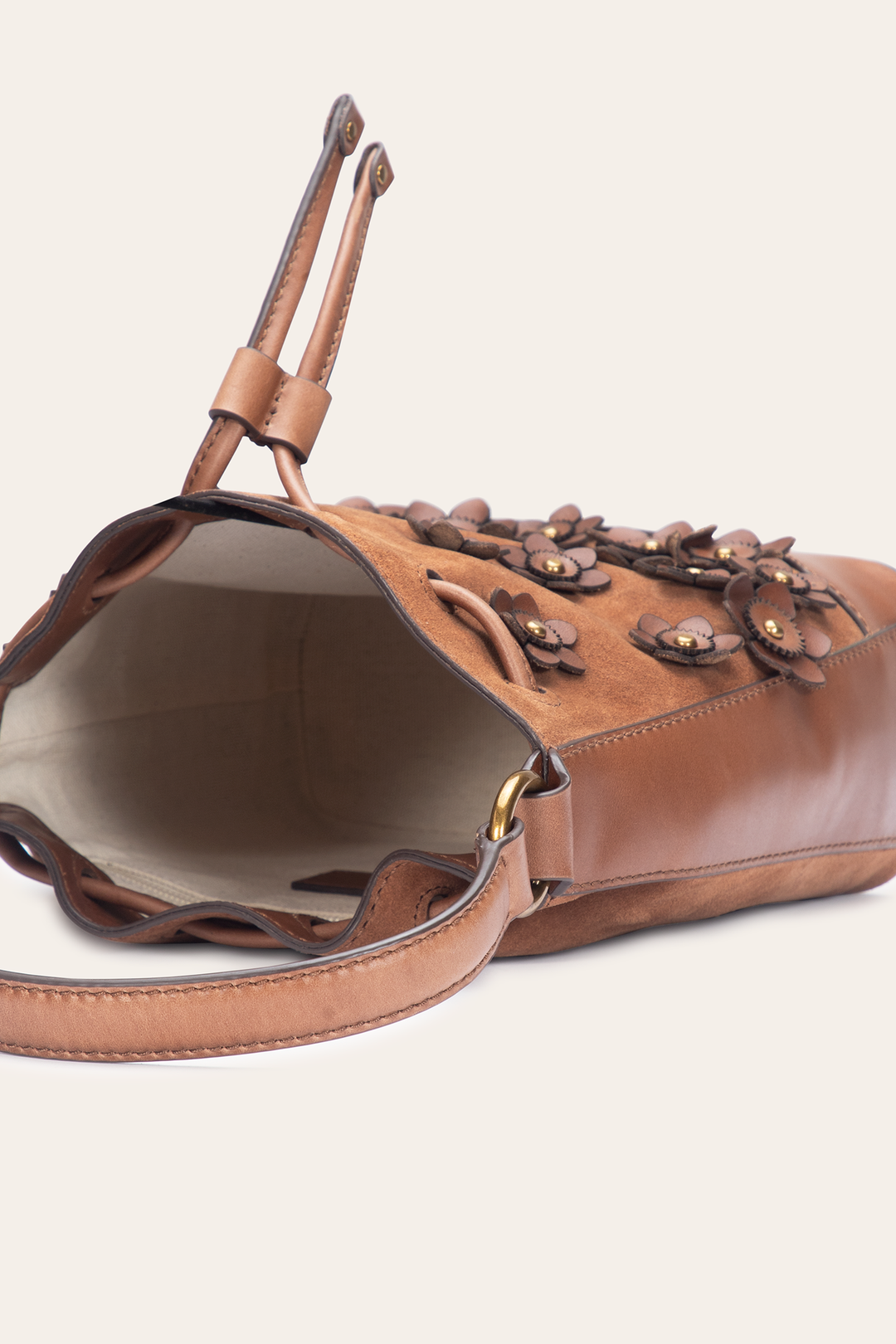 Cognac Melissa Floral Convertible Bucket - Cognac