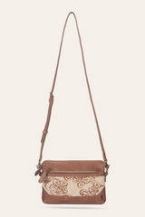 Women's Floral Crossbody Wristlet Wallet - Cognac