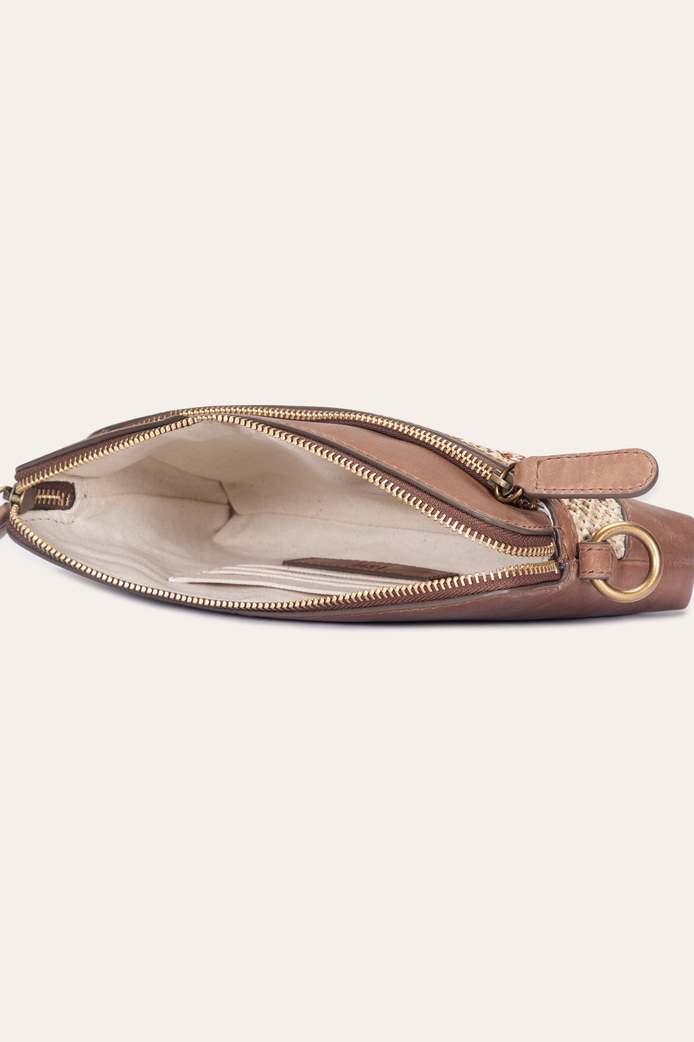 Women's Floral Crossbody Wristlet Wallet - Cognac