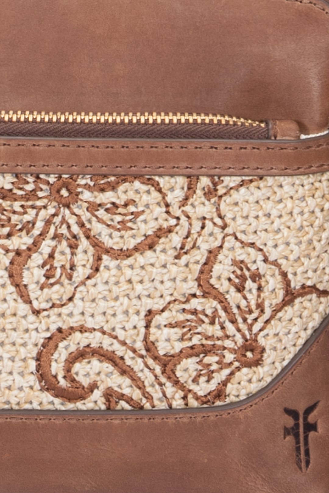 Women's Floral Crossbody Wristlet Wallet - Cognac