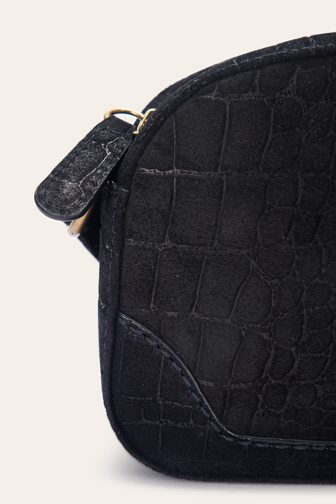 Melissa Black Sueded Croco Camera - Black