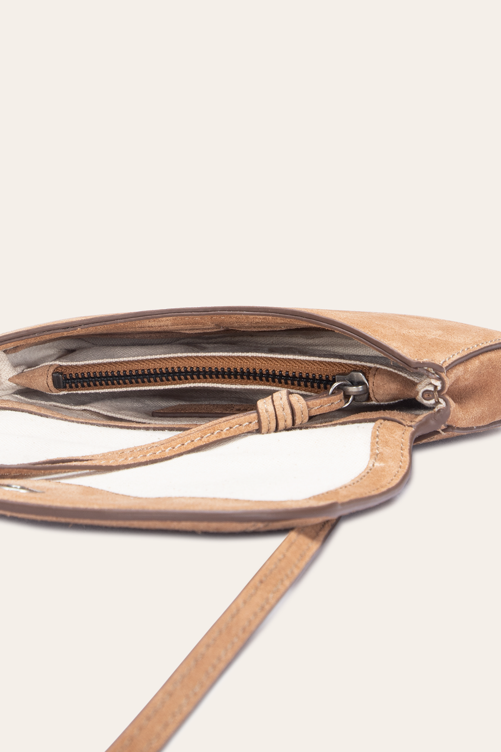Stella Suede Wallet Crossbody in Beige - Beige