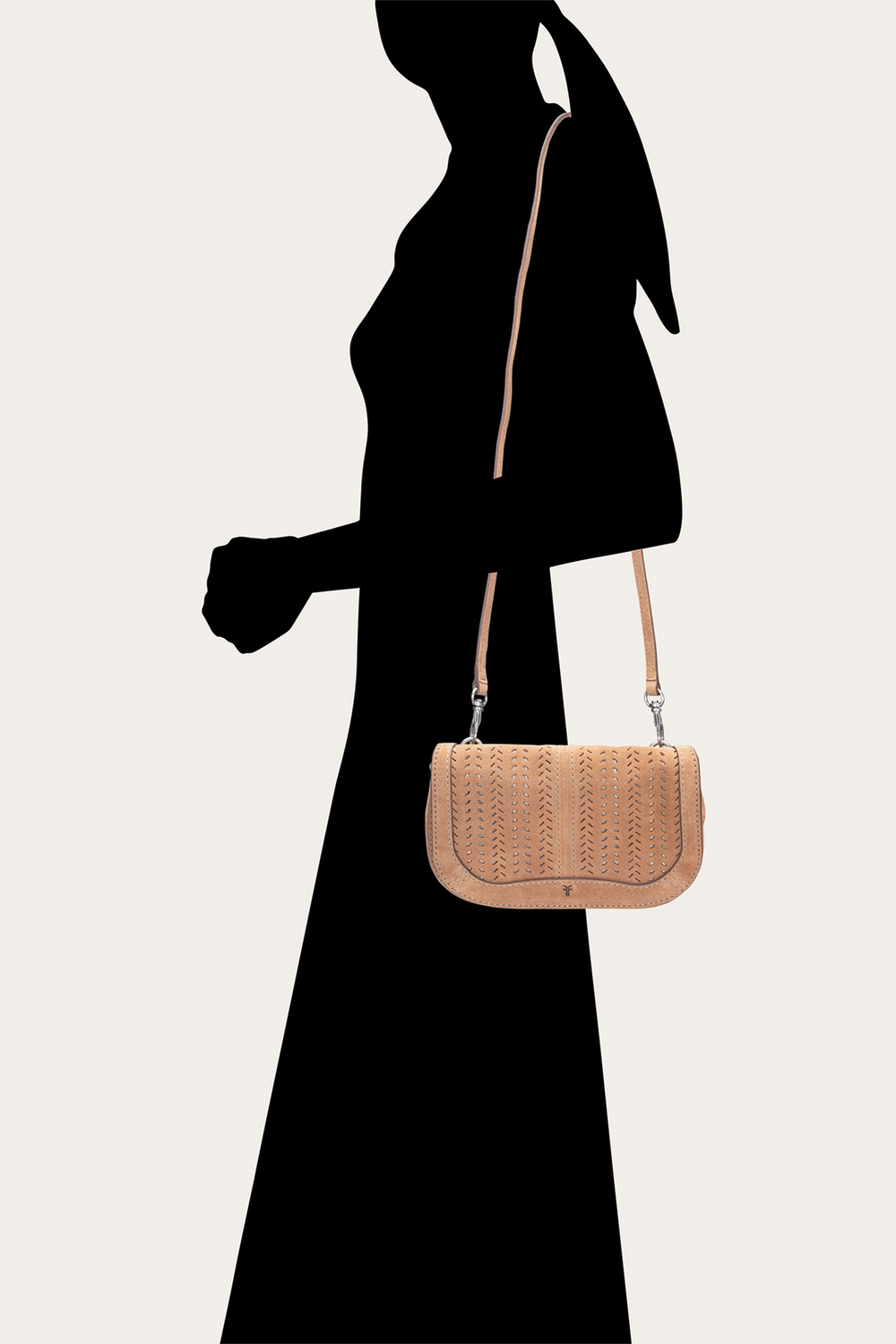 Stella Suede Wallet Crossbody in Beige - Beige