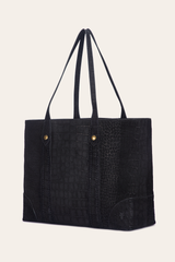 Melissa Sueded Croco Shopper in Black - Black