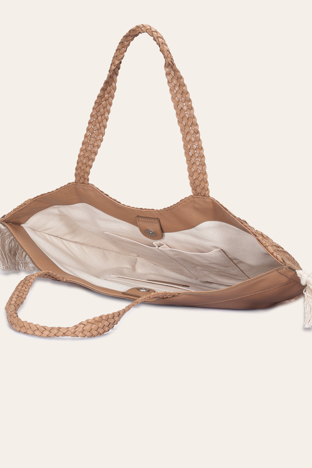 Women's Ella Tassel Tote Bag in Beige - Beige
