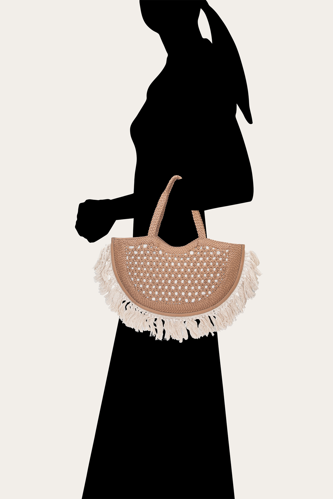 Women's Ella Tassel Tote Bag in Beige - Beige