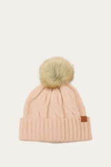 Rose Cloud Wide Cable Cuff Hat - Rose Cloud