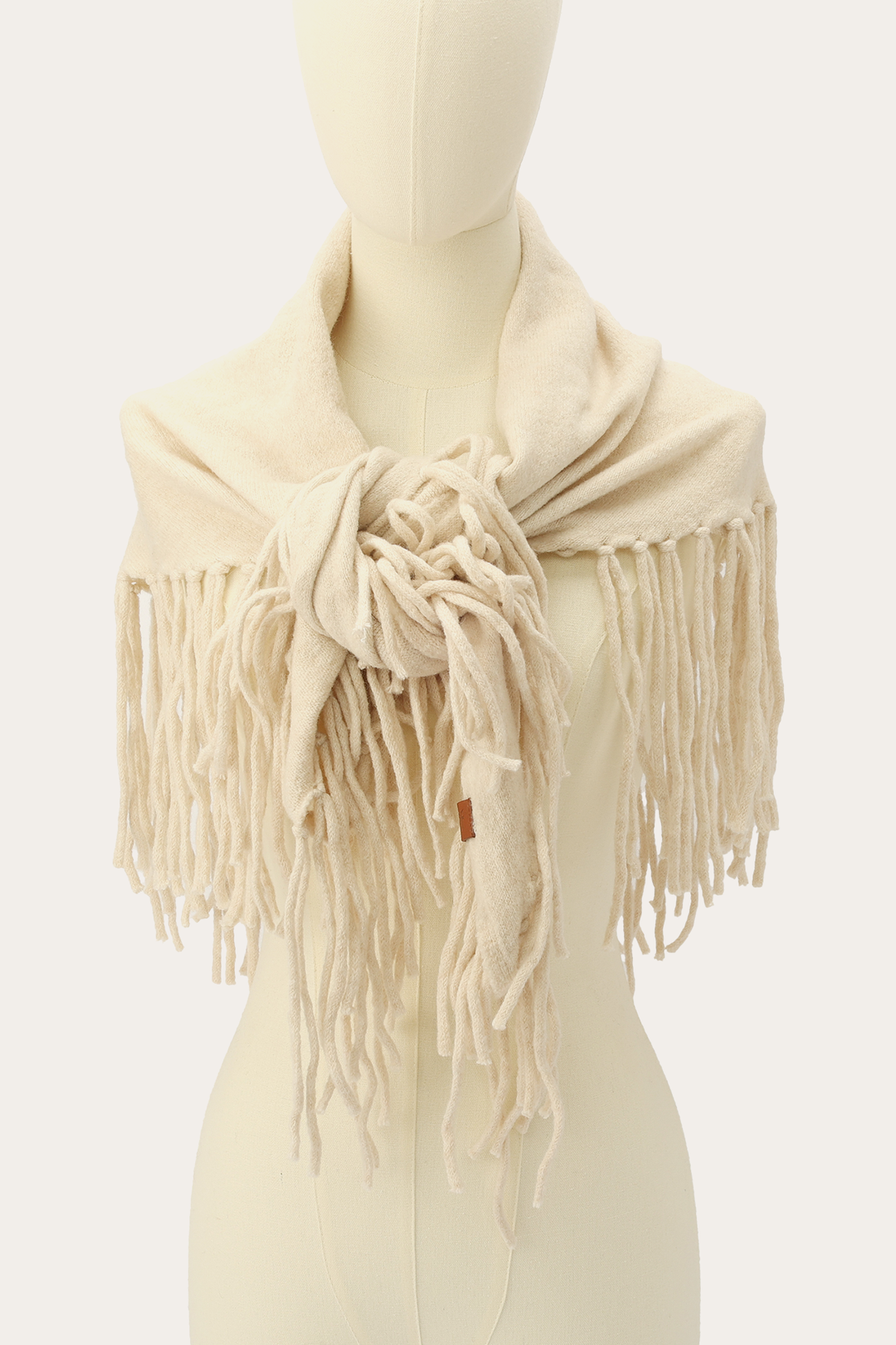 Birch Long Fringe Triangle Scarf - Birch
