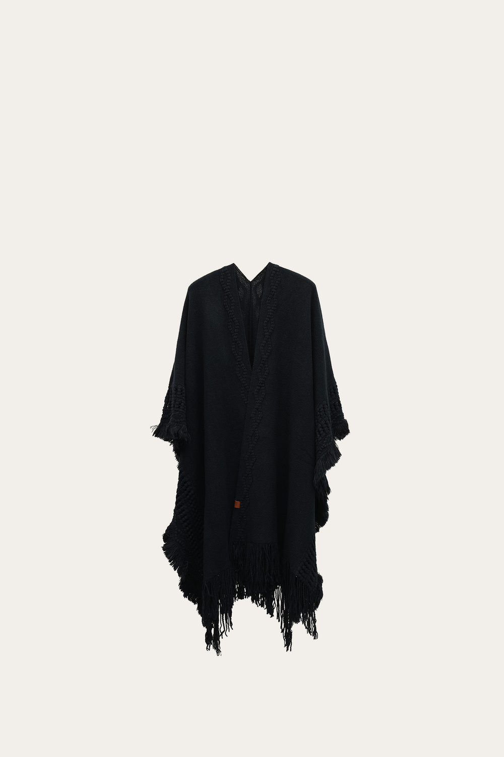 Navy Blazer Embellished Fringe Ruana - Navy Blazer