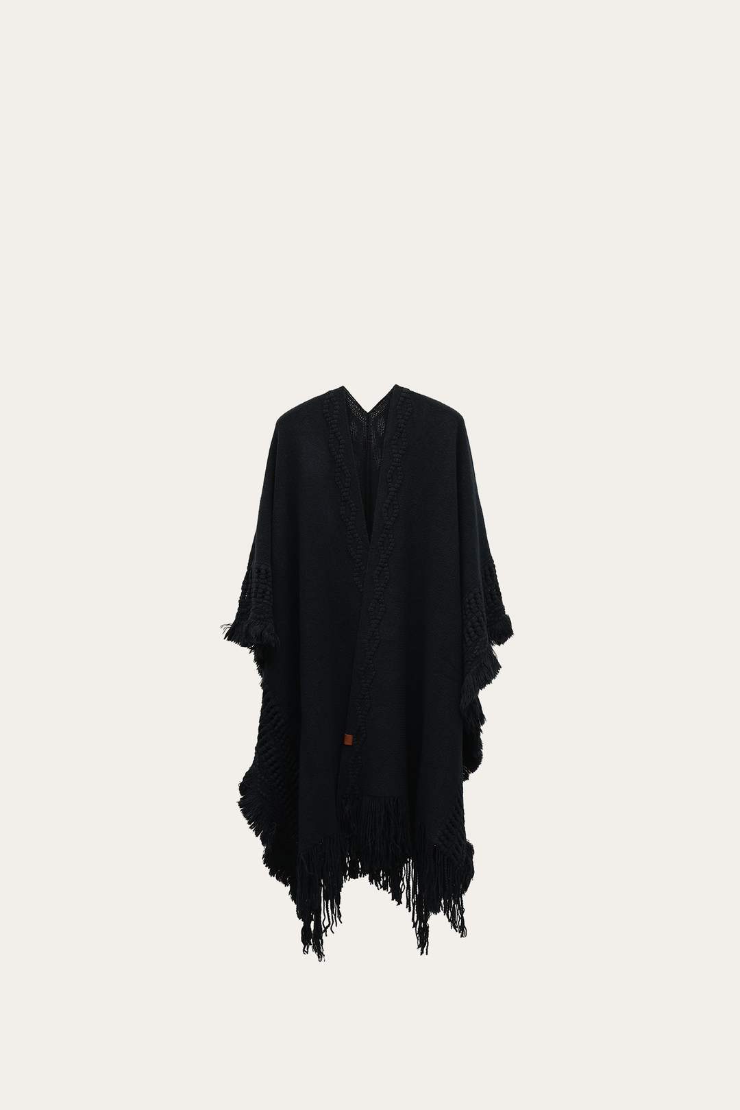 Navy Blazer Embellished Fringe Ruana - Navy Blazer
