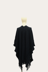 Navy Blazer Embellished Fringe Ruana - Navy Blazer