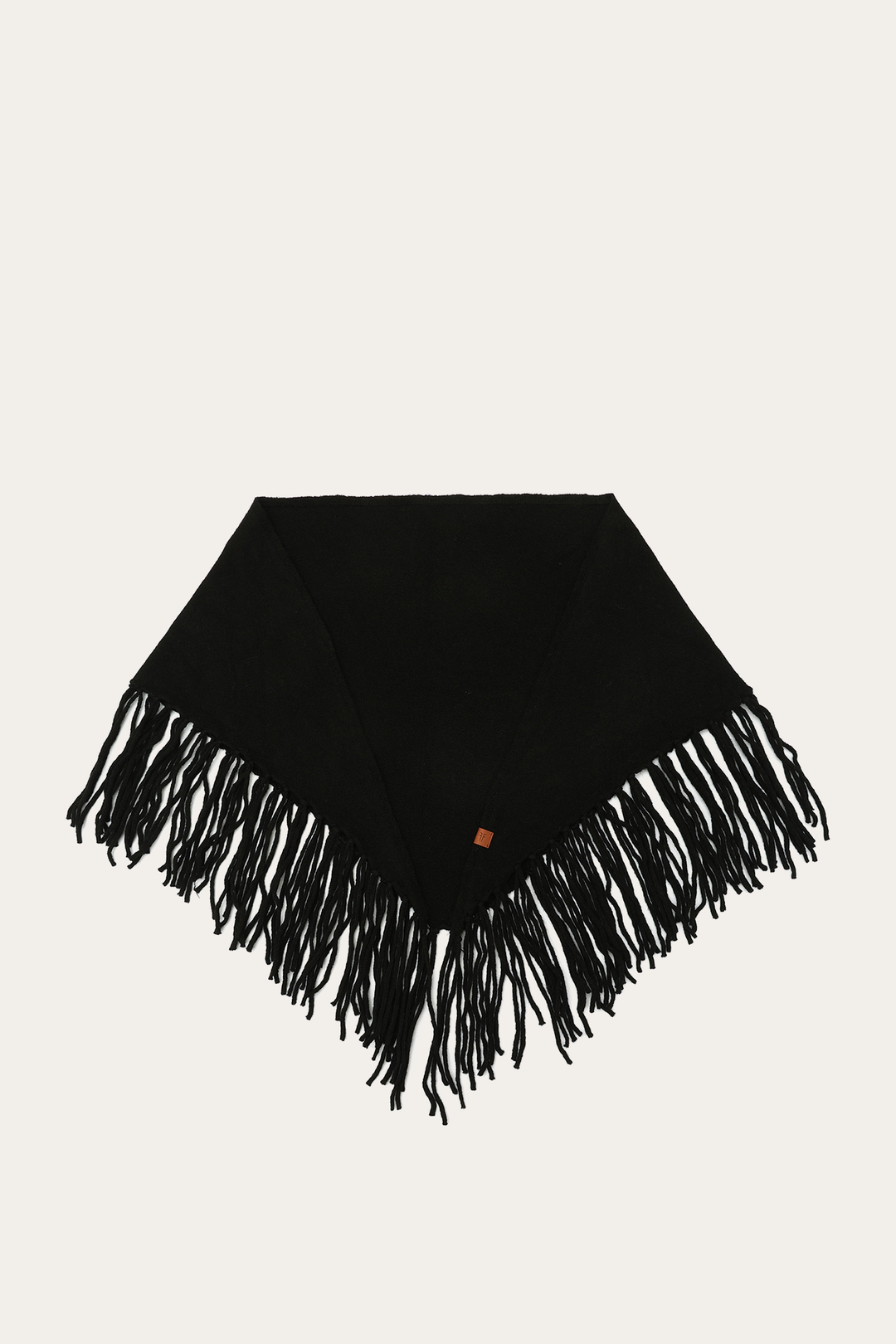 Black Long Fringe Triangle Scarf - Black