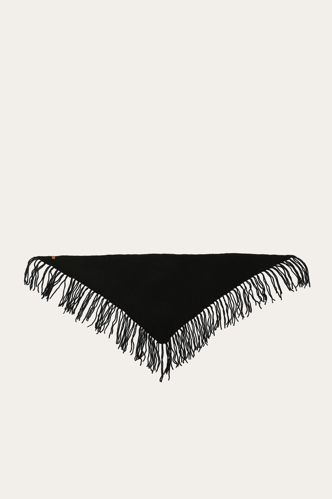 Black Long Fringe Triangle Scarf - Black