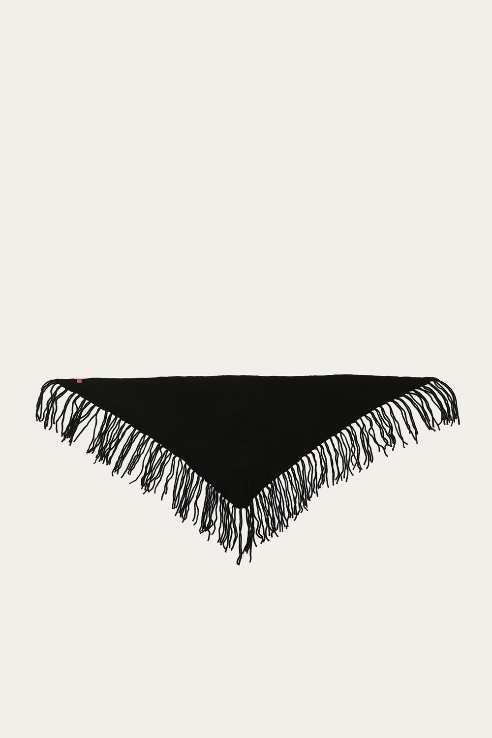 Black Long Fringe Triangle Scarf - Black