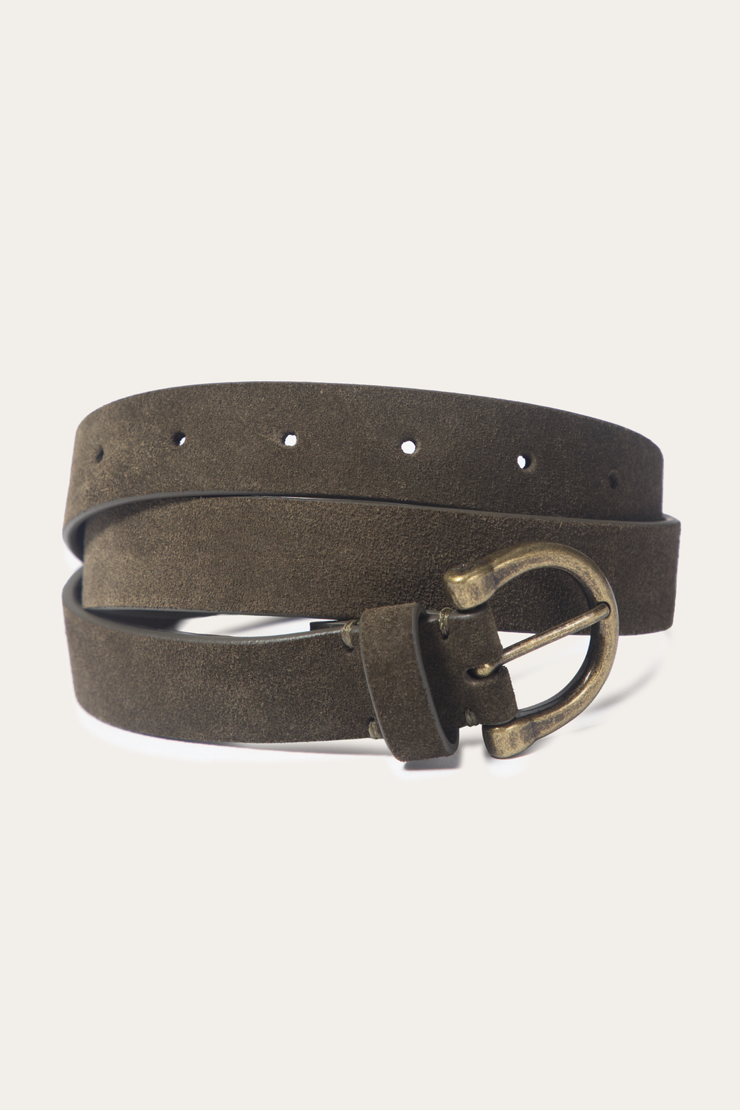 Light Olive 25mm Suede Horseshoe Buckle Belt - Light Olive