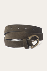 Light Olive 25mm Suede Horseshoe Buckle Belt - Light Olive
