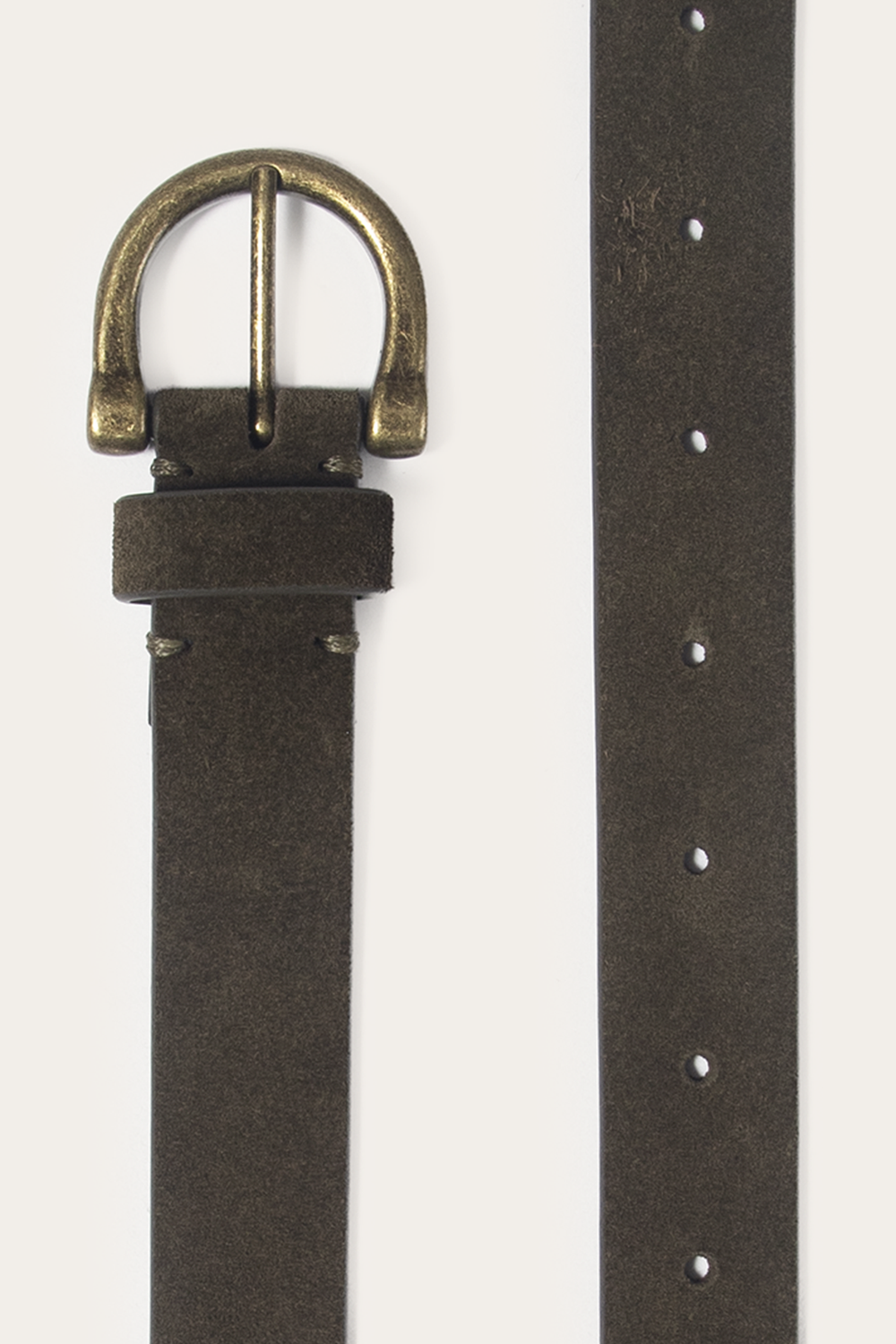 Light Olive 25mm Suede Horseshoe Buckle Belt - Light Olive