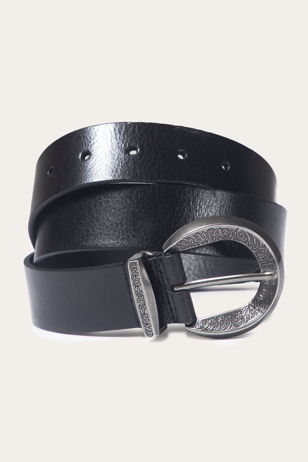 Black 35mm Engraved Buckle Belt - Black