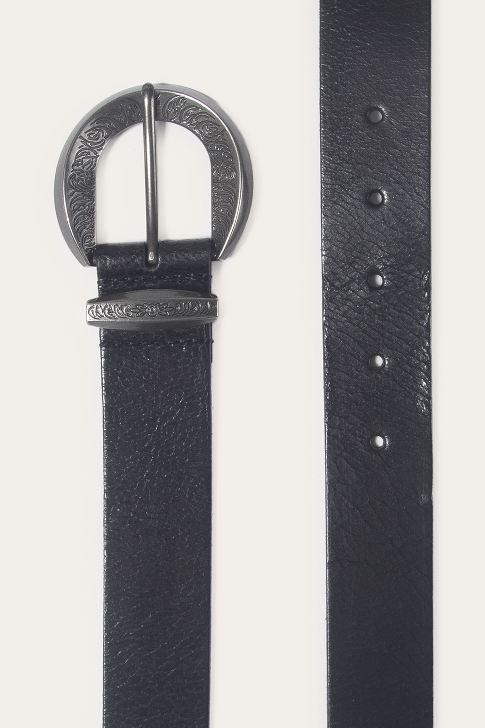Black 35mm Engraved Buckle Belt - Black