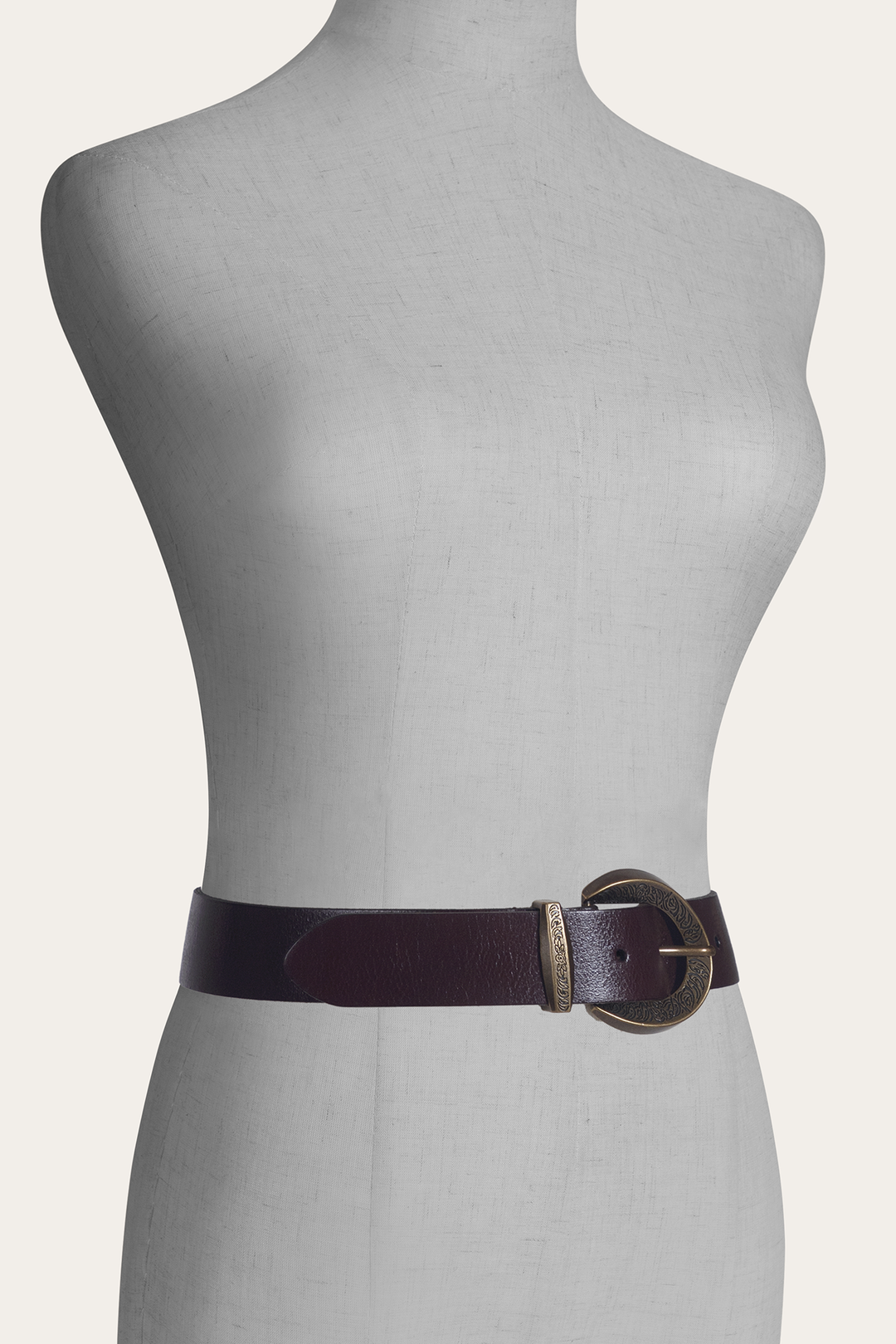 Brown 35mm Engraved Buckle Belt - Brown