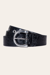 Women’s Black Snake 25mm Horseshoe Buckle Belt With Python - Black Snake