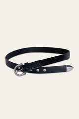 Women’s Black Snake 25mm Horseshoe Buckle Belt With Python - Black Snake