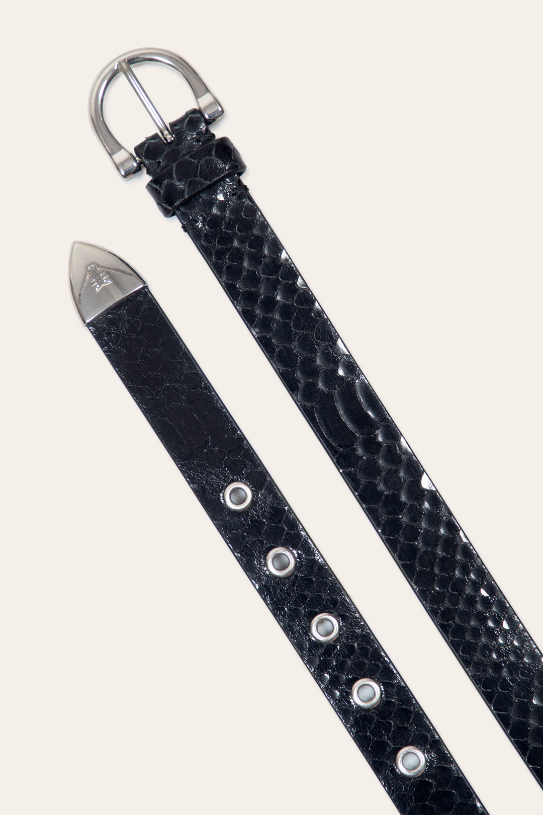 Women’s Black Snake 25mm Horseshoe Buckle Belt With Python - Black Snake