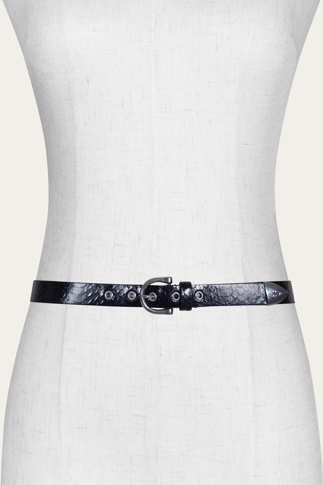 Women’s Black Snake 25mm Horseshoe Buckle Belt With Python - Black Snake