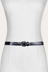 Women’s Black Snake 25mm Horseshoe Buckle Belt With Python - Black Snake