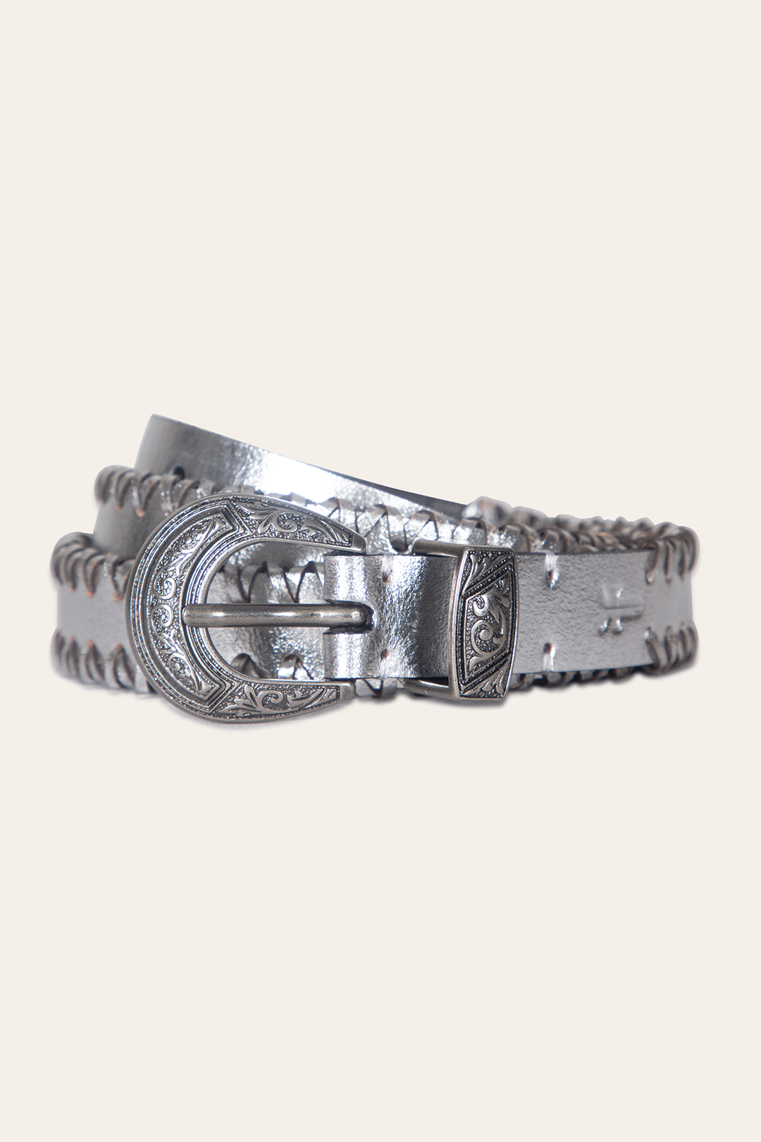 20mm Silver Leather Belt With 3-Piece Buckle Set - Silver