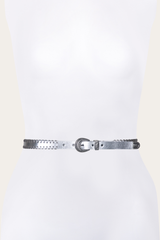 20mm Silver Leather Belt With 3-Piece Buckle Set - Silver