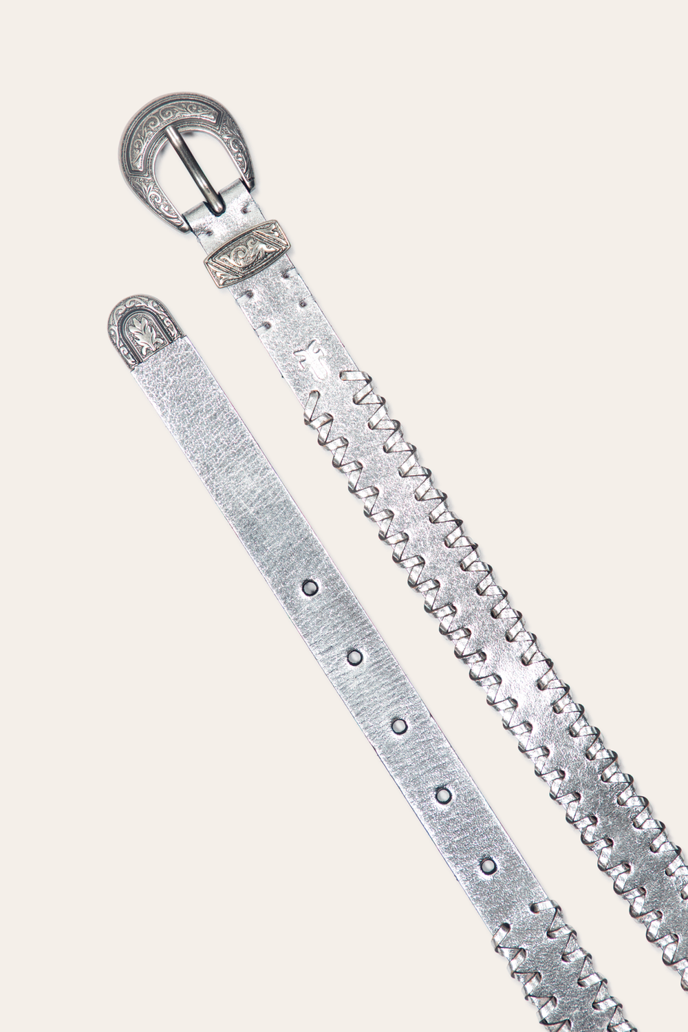 20mm Silver Leather Belt With 3-Piece Buckle Set - Silver