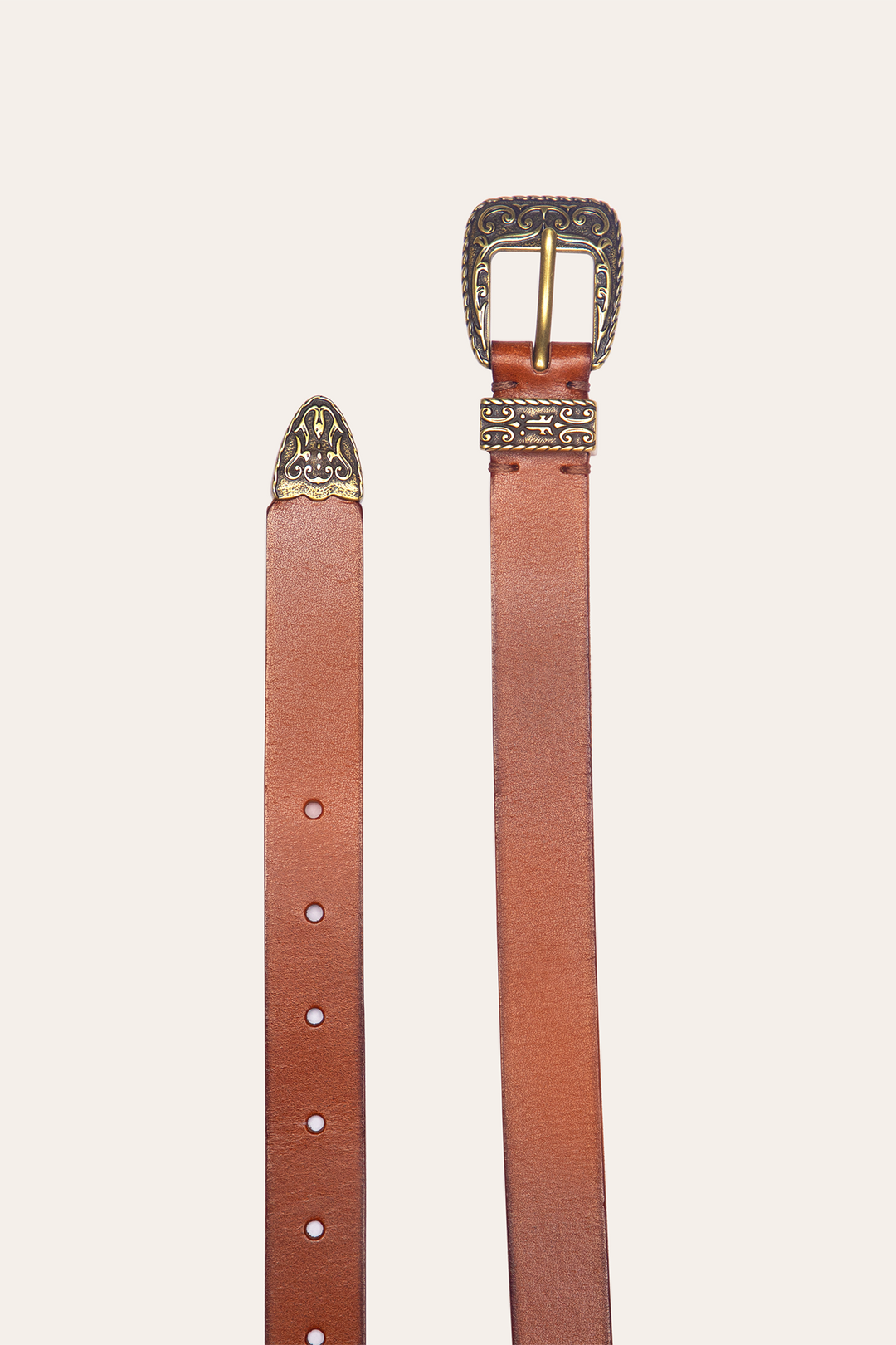 25mm Tan Logo Western Belt - Tan