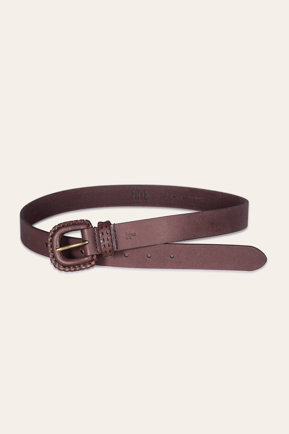 30mm Brown Leather Belt With Covered Buckle - Brown