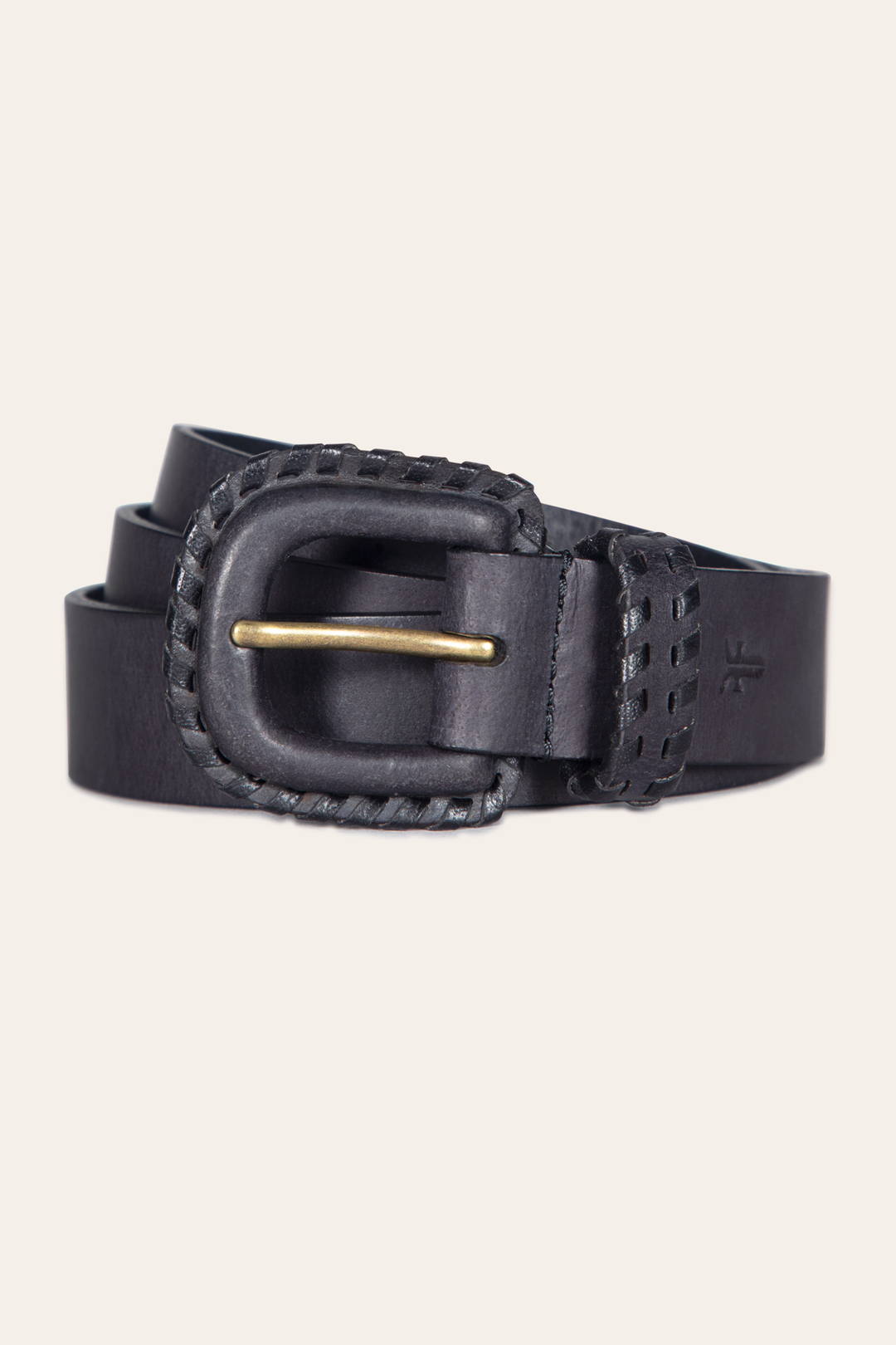 30mm Black Leather Belt With Covered Buckle - Black
