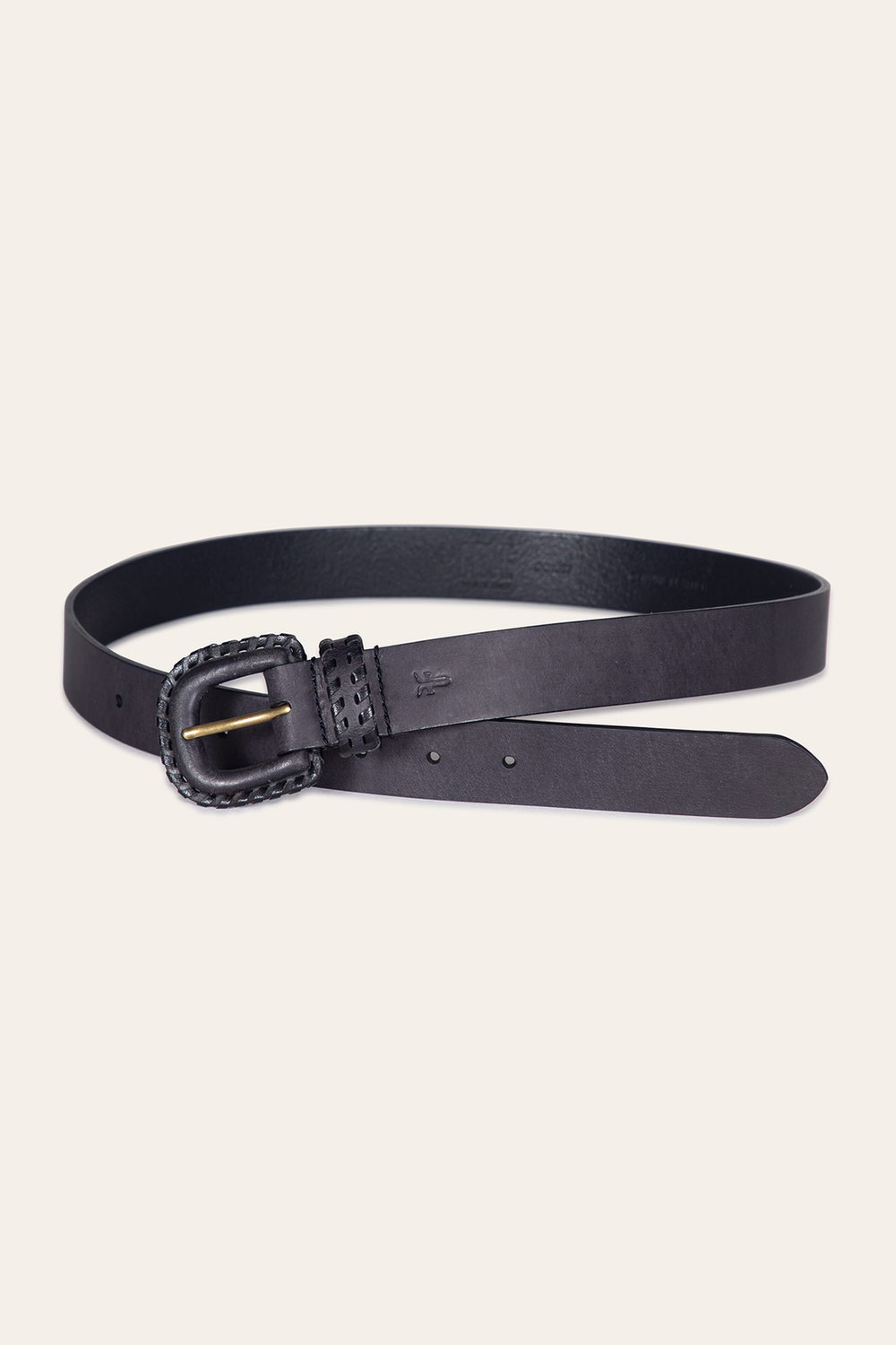 30mm Black Leather Belt With Covered Buckle - Black