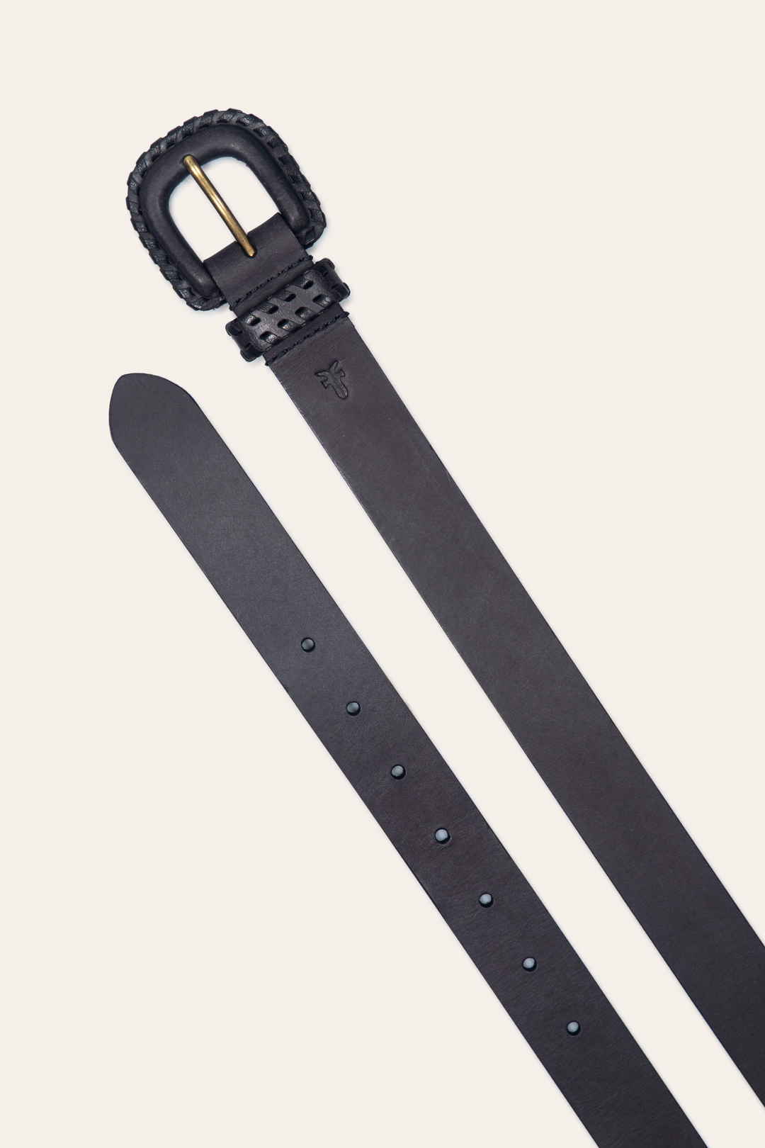 30mm Black Leather Belt With Covered Buckle - Black