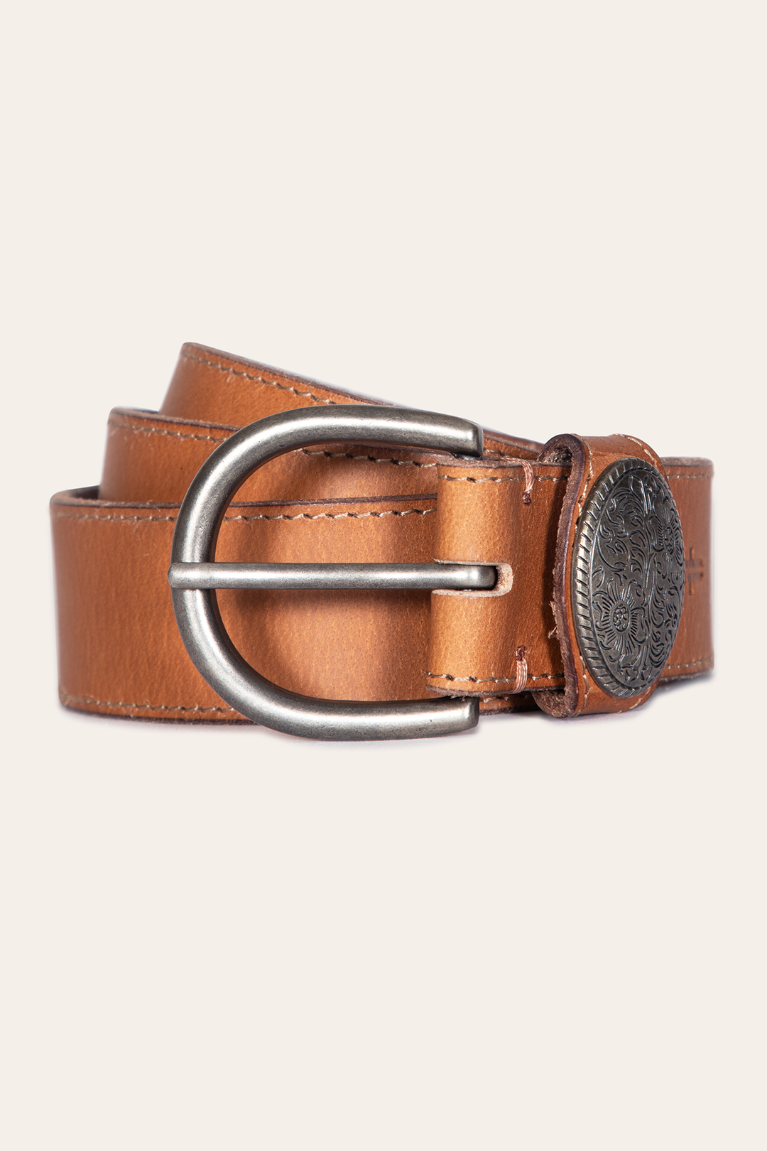 Women’s Beige 35mm Belt With Concho On Loop - Beige