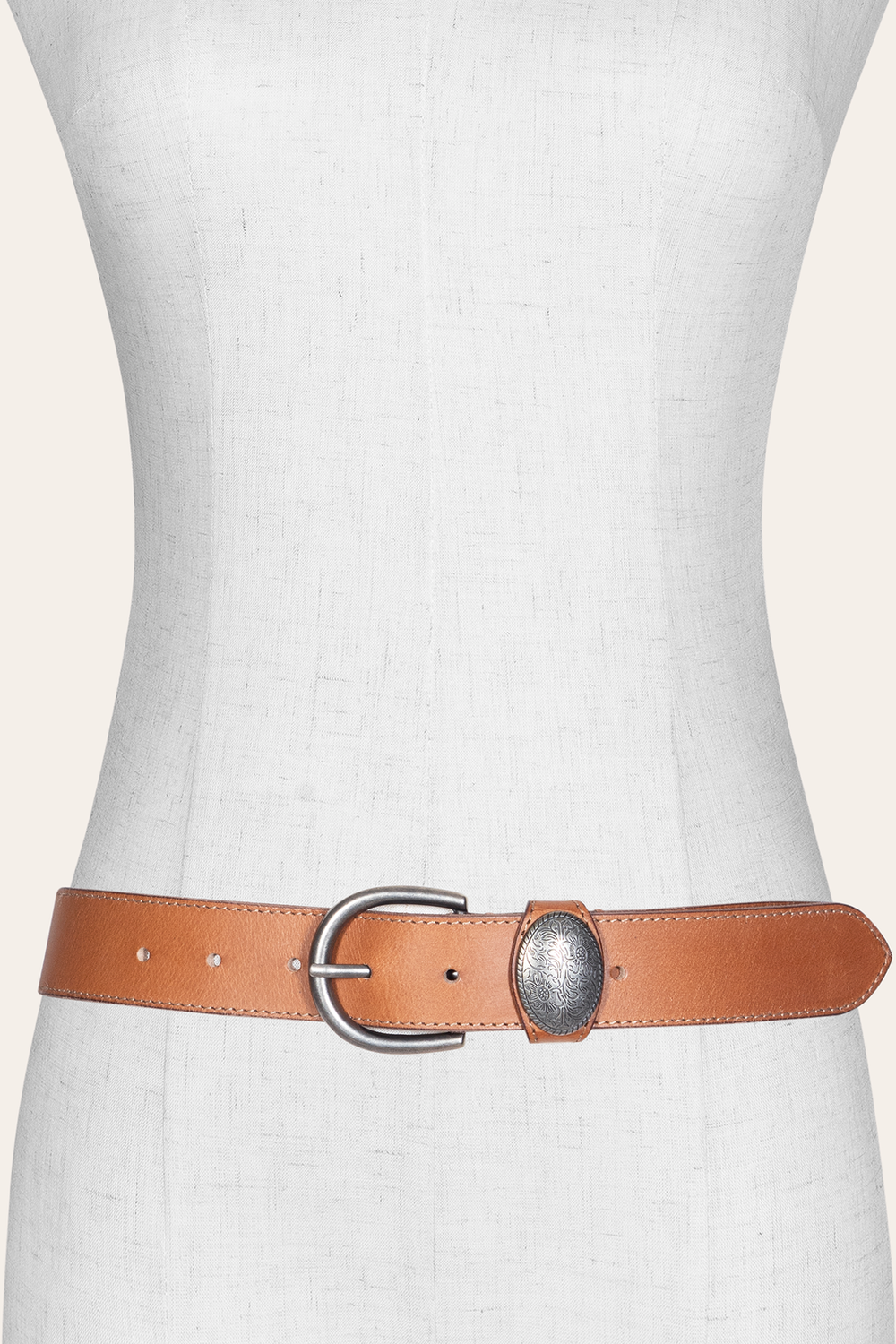 Women’s Beige 35mm Belt With Concho On Loop - Beige