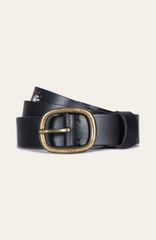 30mm Black Belt With Embroidered Holes - Black