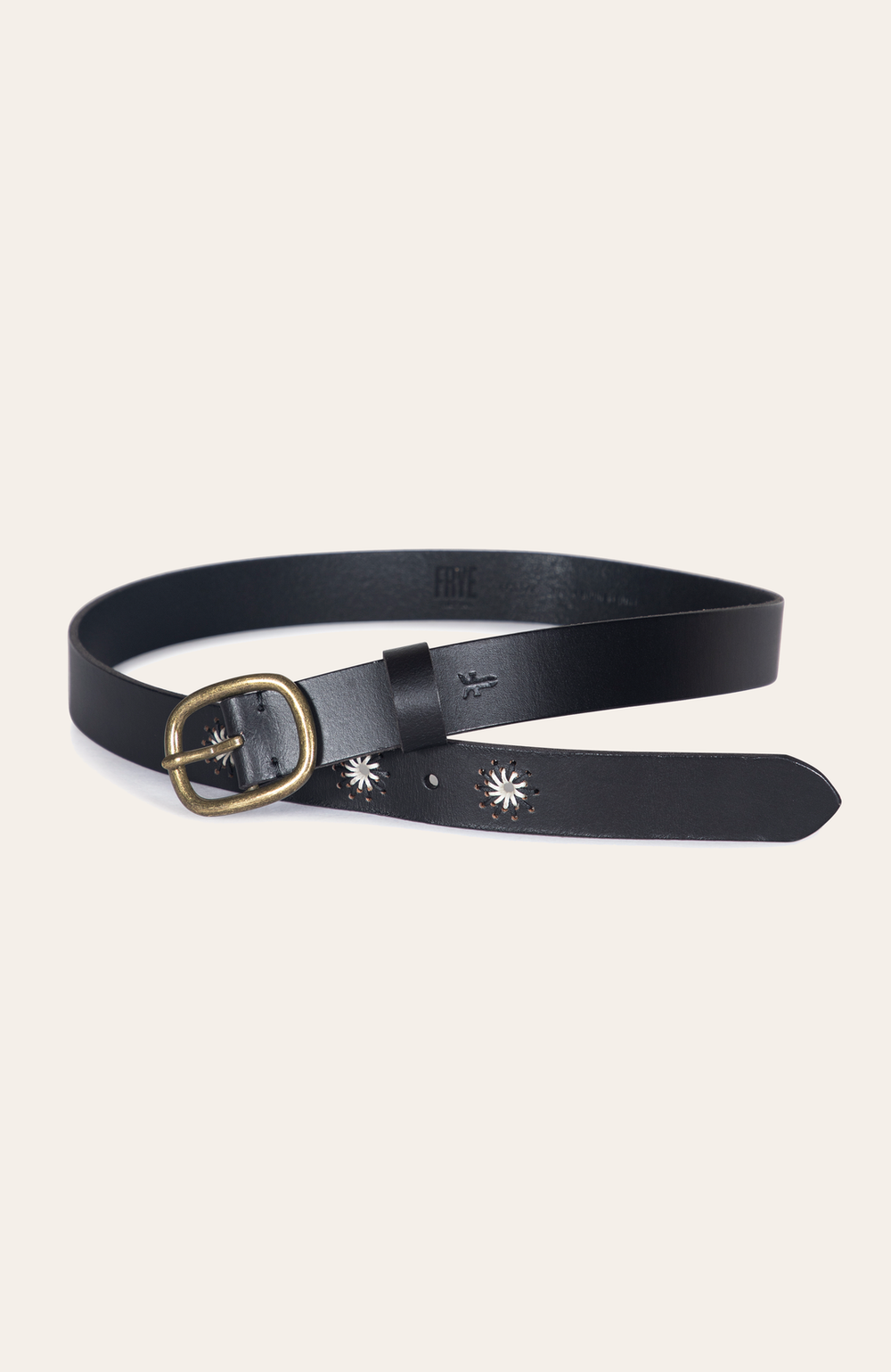30mm Black Belt With Embroidered Holes - Black