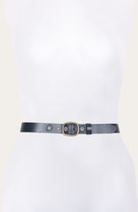 30mm Black Belt With Embroidered Holes - Black