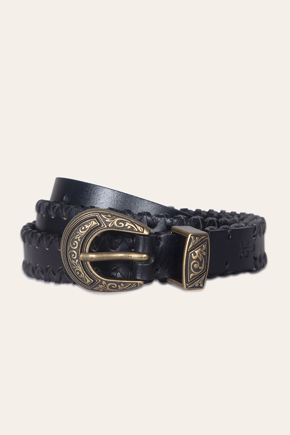 20mm Black Leather Belt With 3-Piece Buckle Set - Black