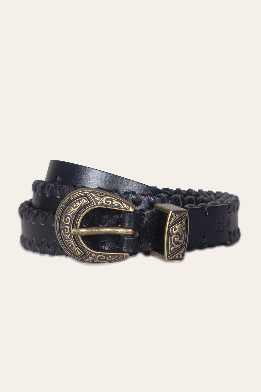 20mm Black Leather Belt With 3-Piece Buckle Set - Black