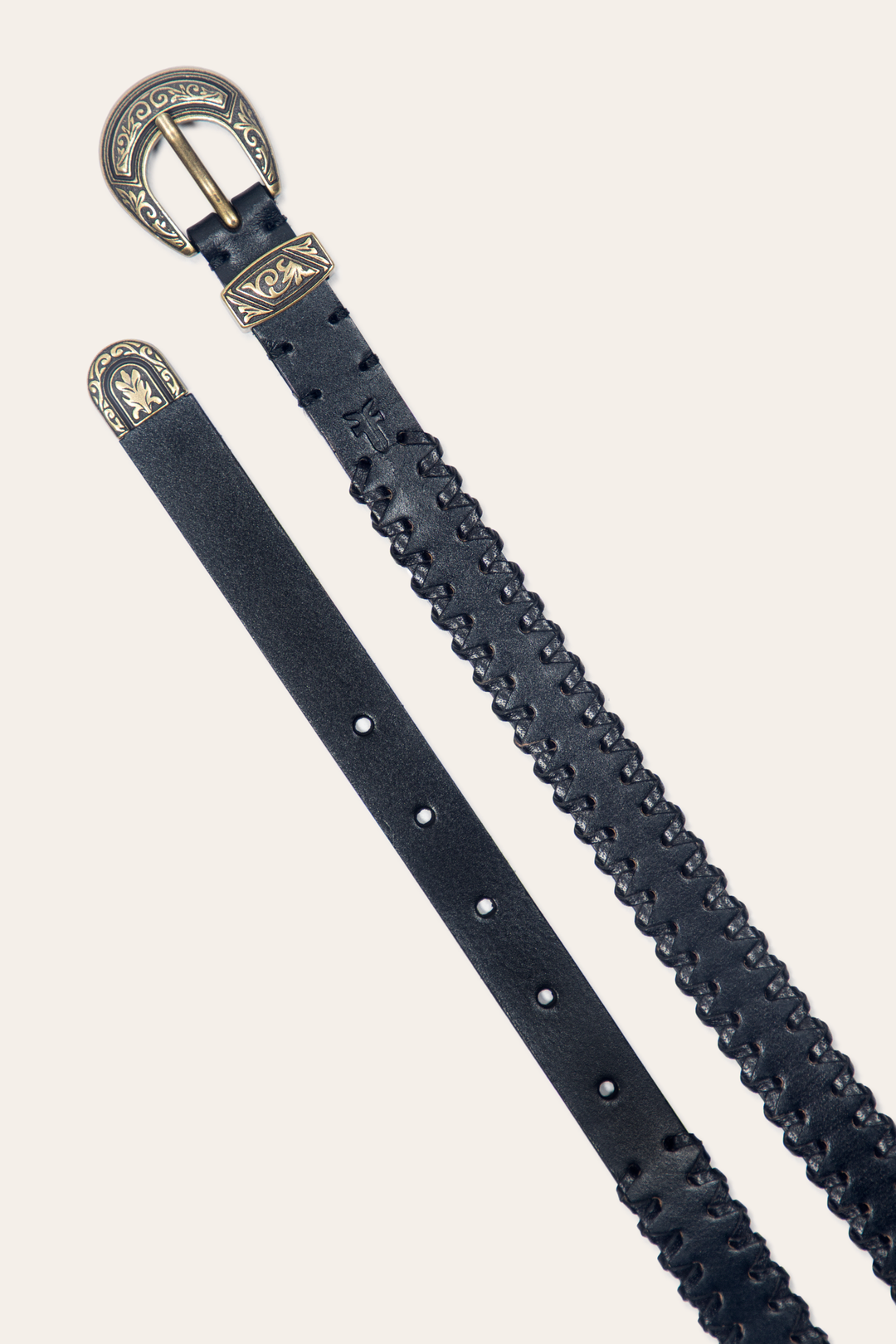 20mm Black Leather Belt With 3-Piece Buckle Set - Black