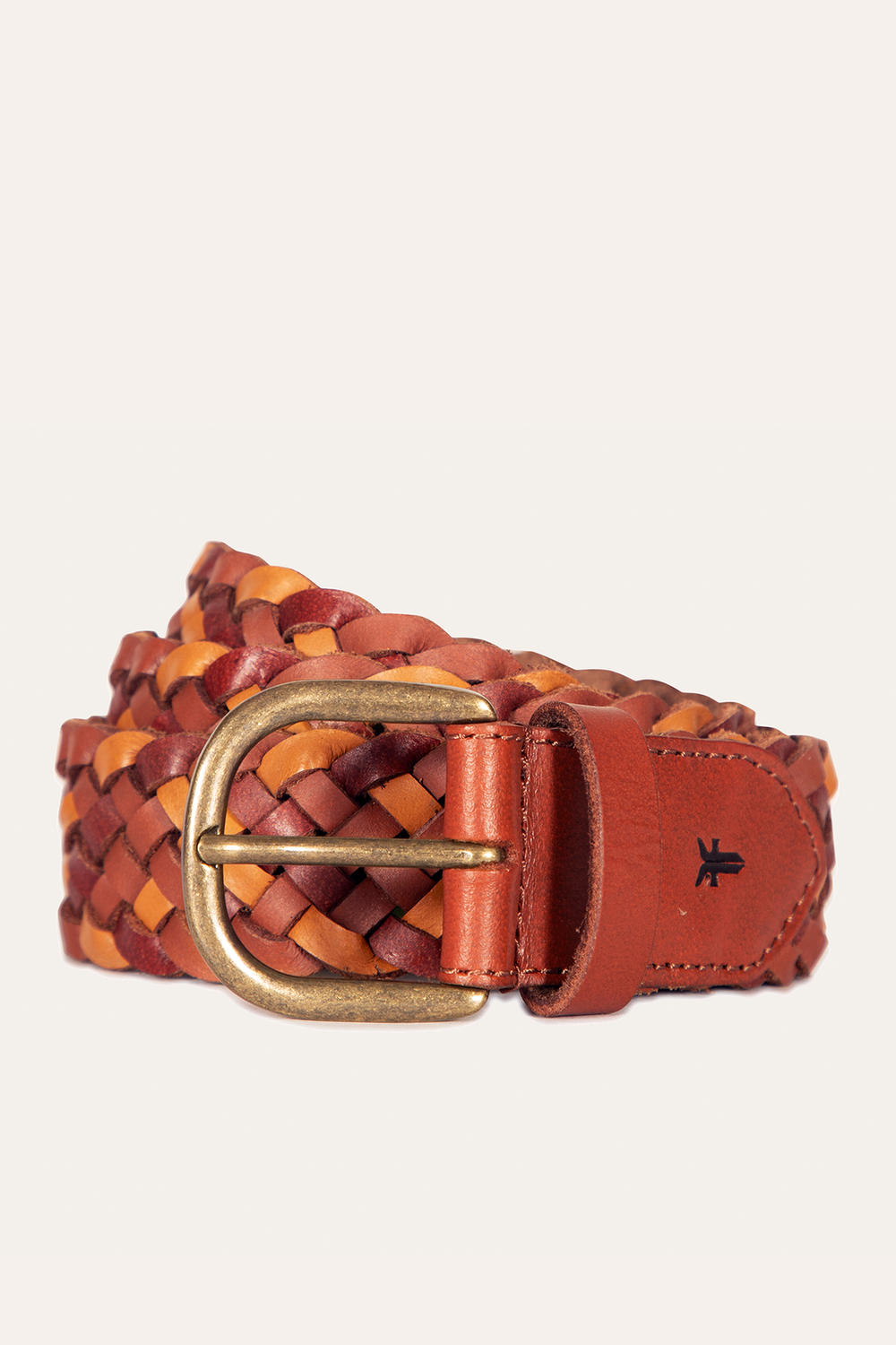 35mm Tonal Woven Leather Belt in Tan - Tan
