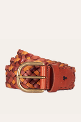 35mm Tonal Woven Leather Belt in Tan - Tan