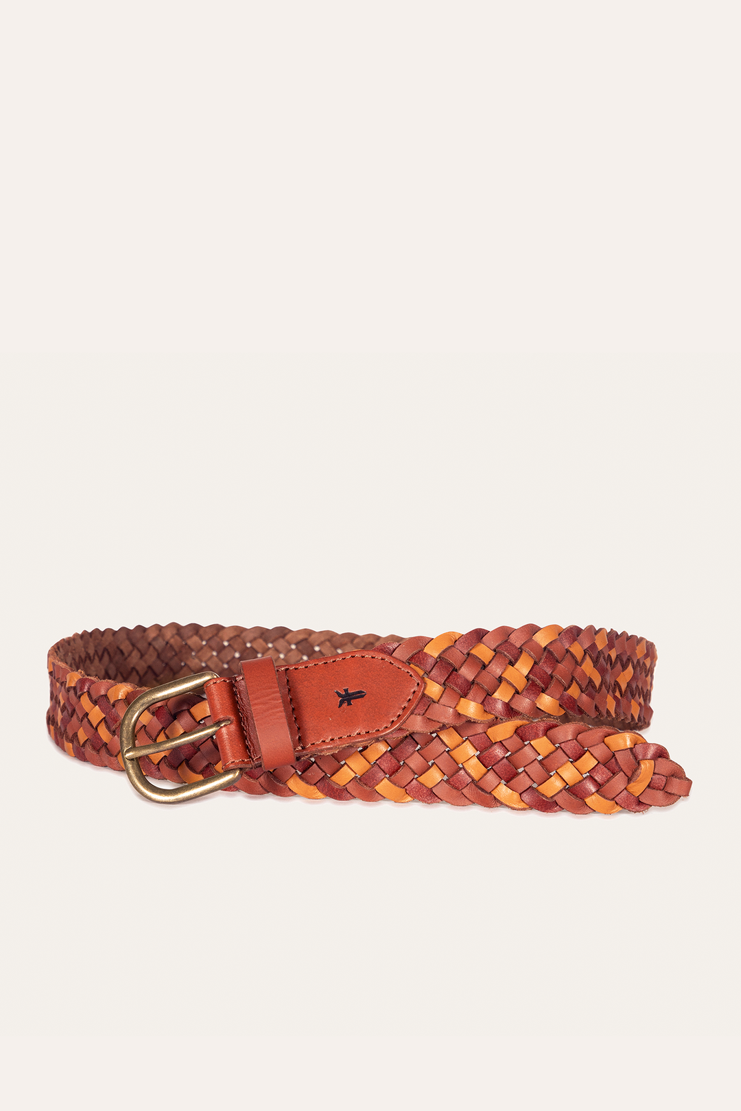 35mm Tonal Woven Leather Belt in Tan - Tan