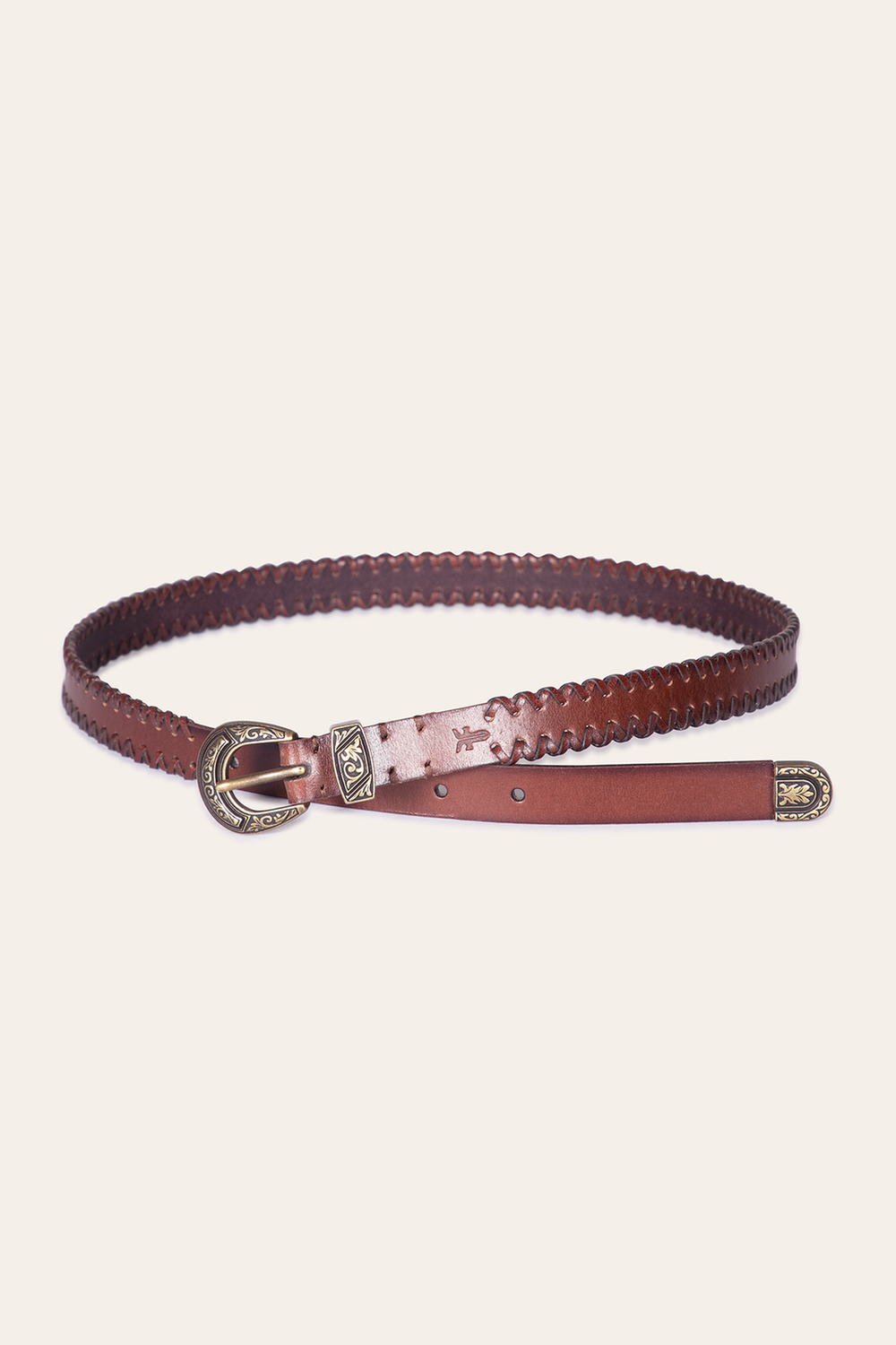20mm Tan Leather Belt With 3-Piece Buckle Set - Tan