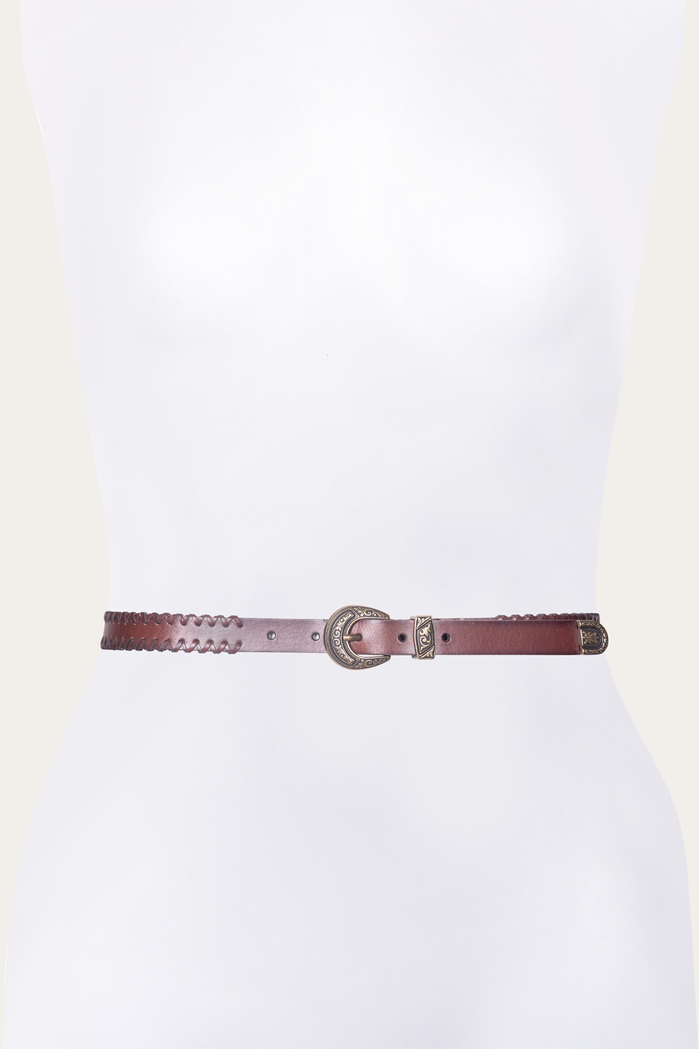 20mm Tan Leather Belt With 3-Piece Buckle Set - Tan